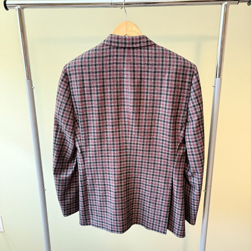 Samuelsohn Saks Fifth Avenue Men's Wool Silk Linen Plaid Blazer | Size 40R - Picture 7 of 8